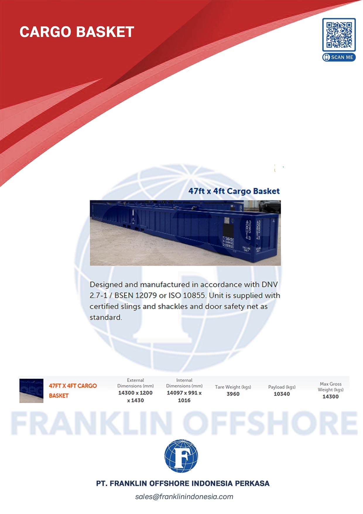 Cargo basket — 47 ft × 4 ft