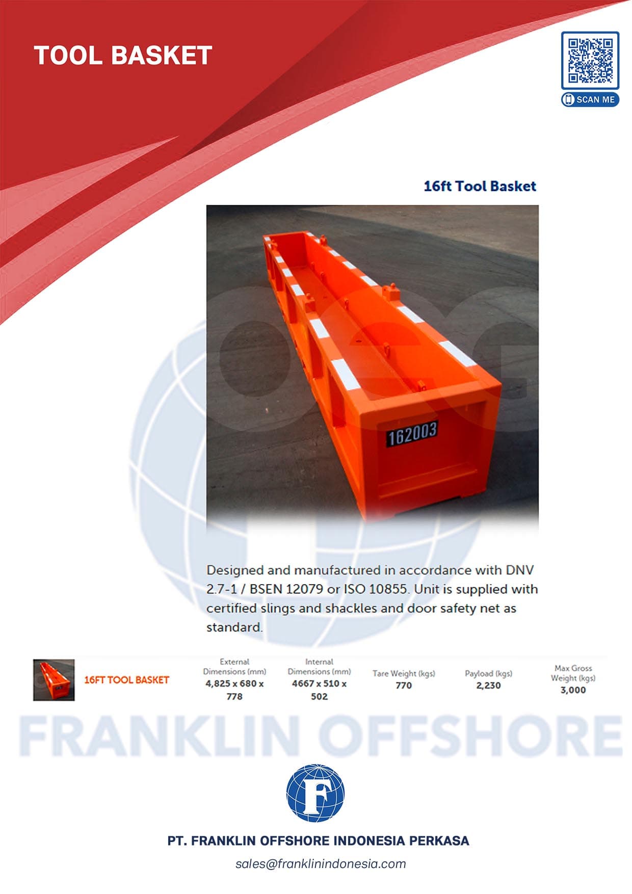 Tool basket — 16 ft